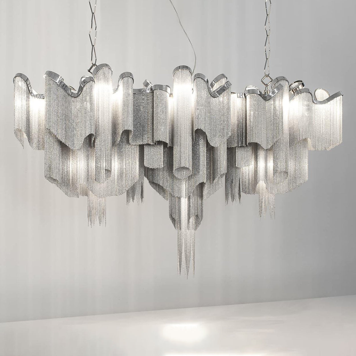 Lustra Pendant Lamp Stream Chain Nickel-Neutral Decor