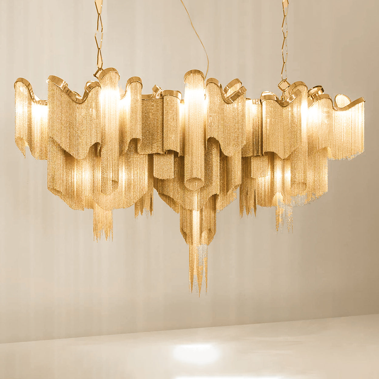 Lustra Pendant Lamp Stream Chain Nickel-Neutral Decor