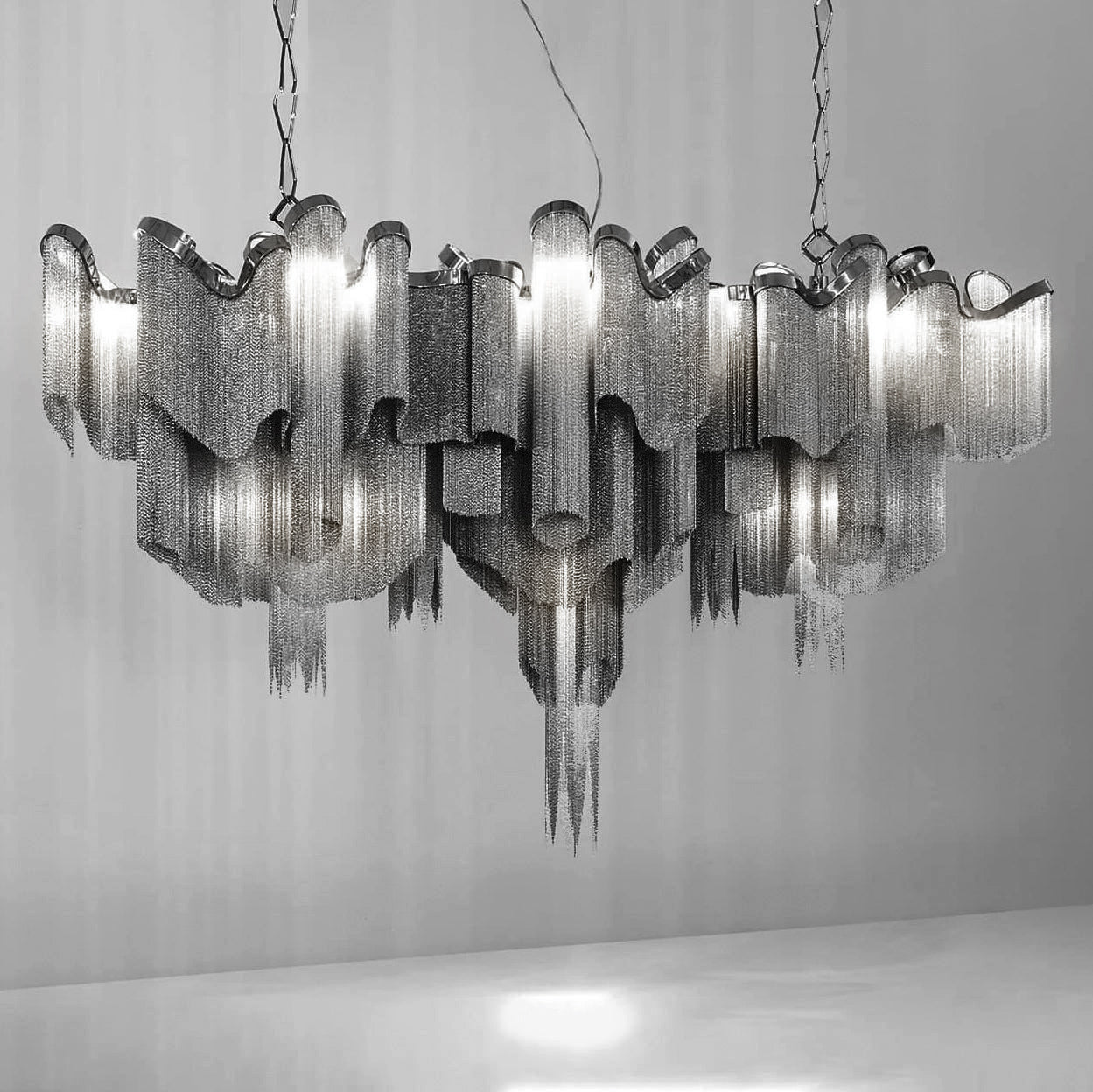 Lustra Pendant Lamp Stream Chain Nickel-Neutral Decor