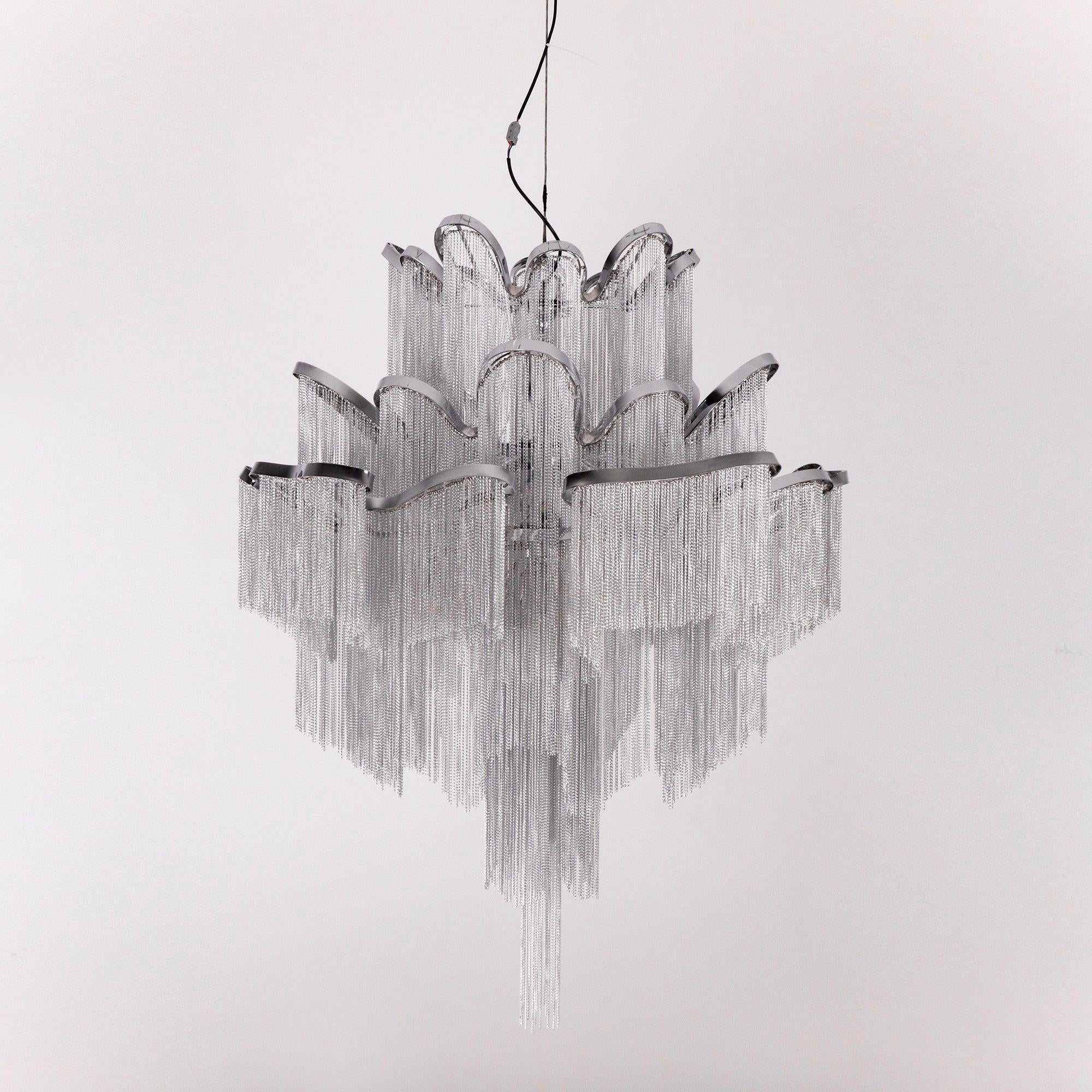 Lustra Pendant Lamp Stream Chain Nickel-Neutral Decor