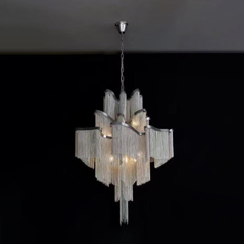 Lustra Pendant Lamp Stream Chain Nickel-Neutral Decor