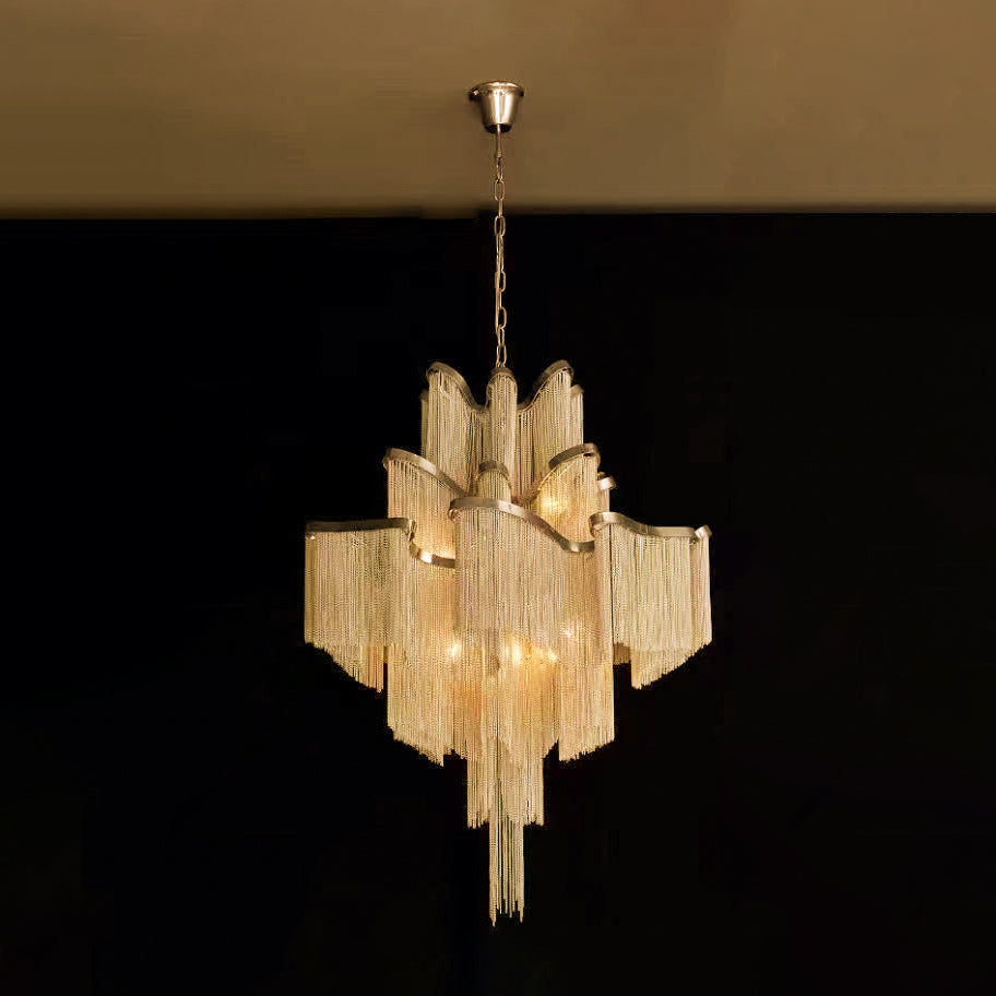 Lustra Pendant Lamp Stream Chain Nickel-Neutral Decor