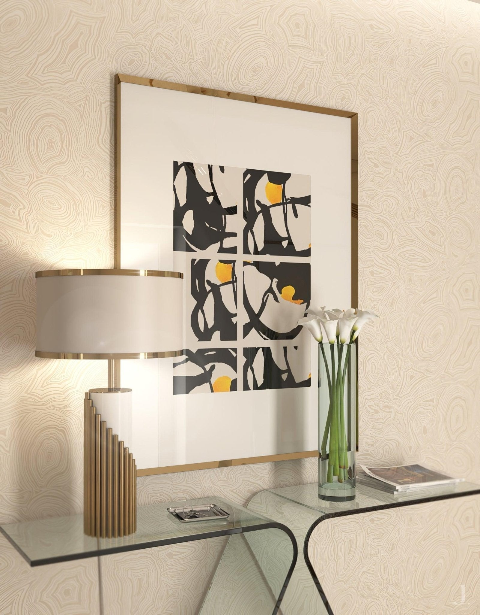 Teldes Marble Fabric Table Lamp-Neutral Decor