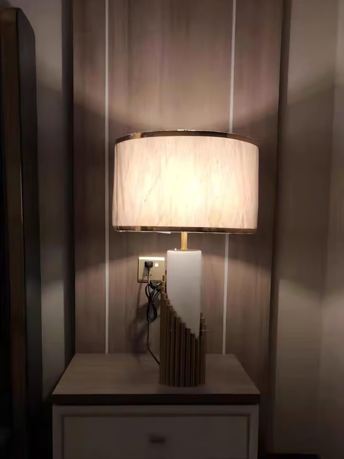 Teldes Marble Fabric Table Lamp-Neutral Decor