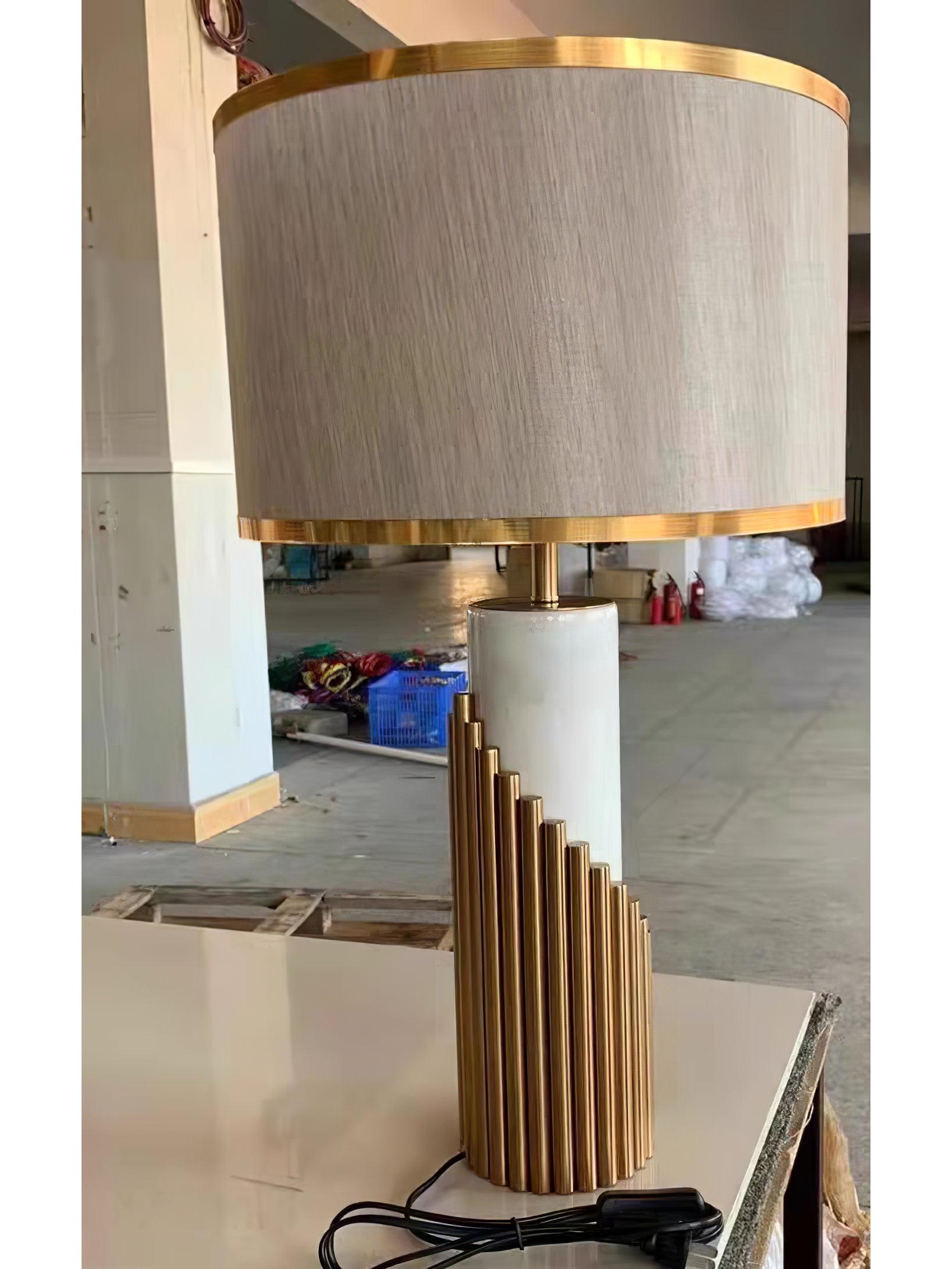 Teldes Marble Fabric Table Lamp-Neutral Decor