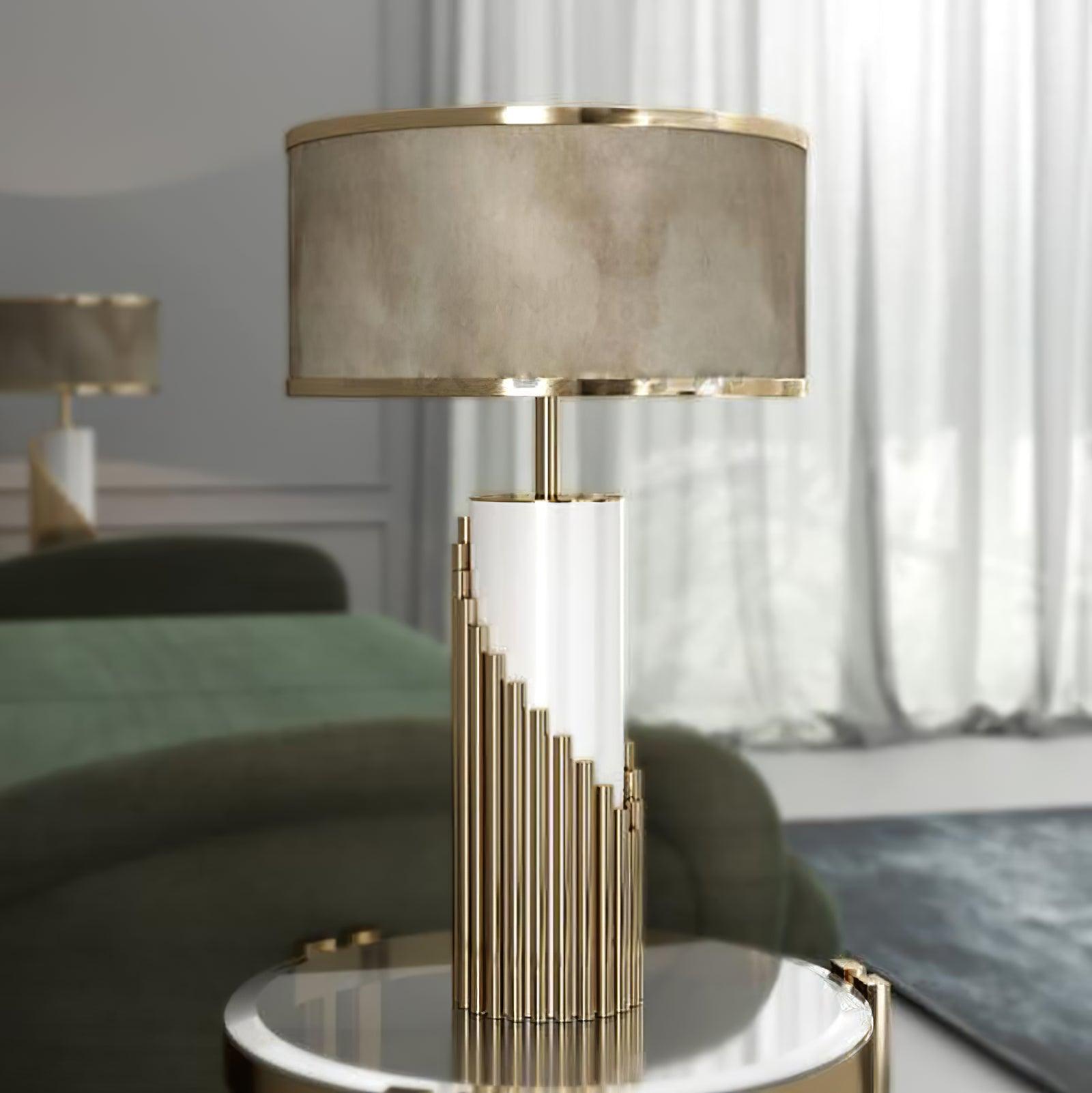 Teldes Marble Fabric Table Lamp-Neutral Decor