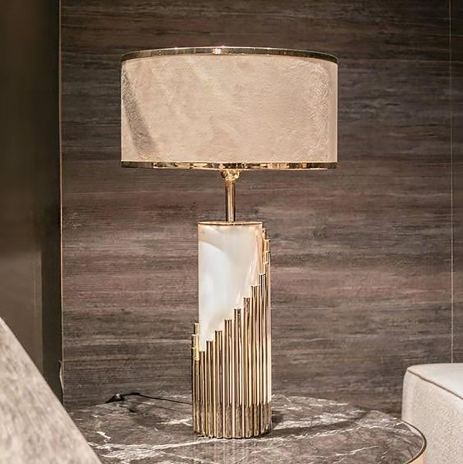 Teldes Marble Fabric Table Lamp-Neutral Decor