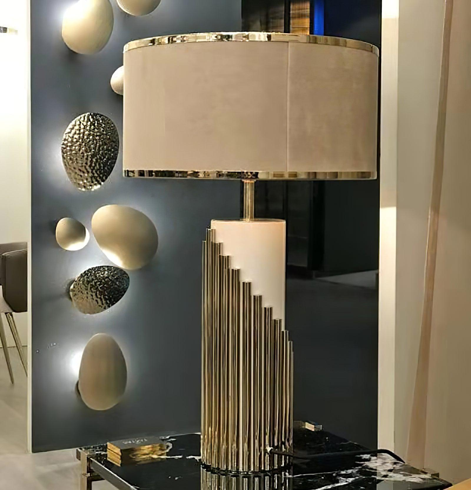 Teldes Marble Fabric Table Lamp-Neutral Decor