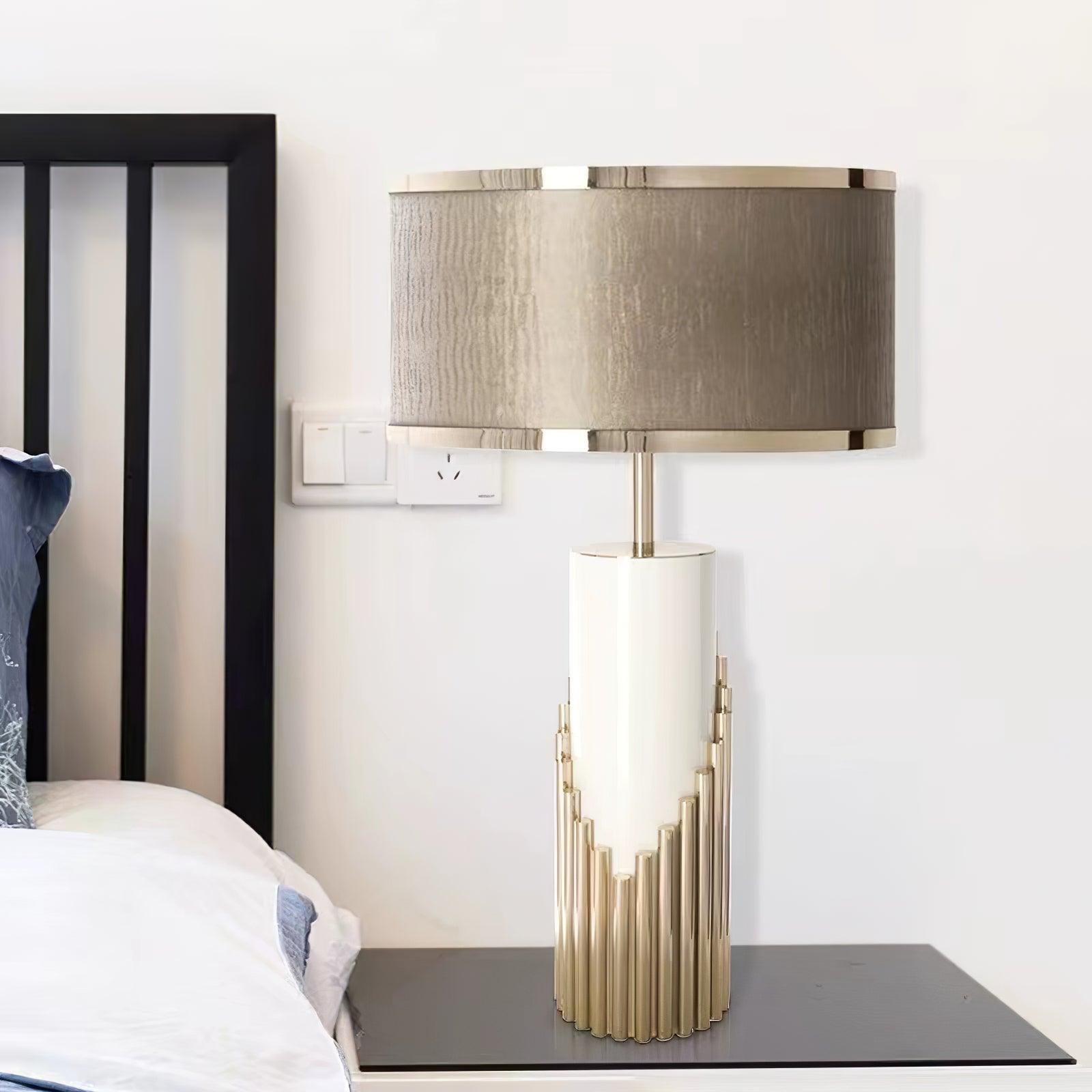 Teldes Marble Fabric Table Lamp-Neutral Decor