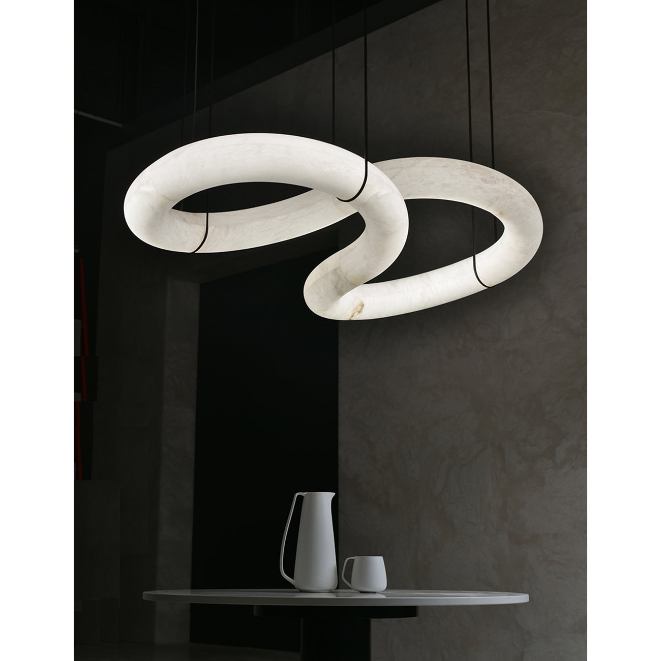 Mithos Curved Alabaster Pendant Light-Neutral Decor
