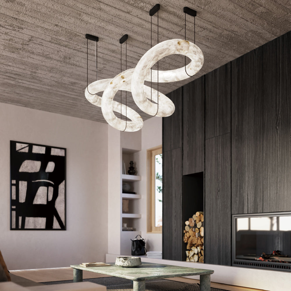 Mithos Curved Alabaster Pendant Light-Neutral Decor