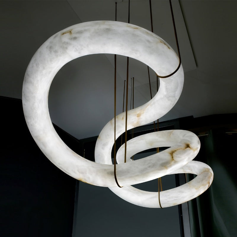 Mithos Curved Alabaster Pendant Light-Neutral Decor