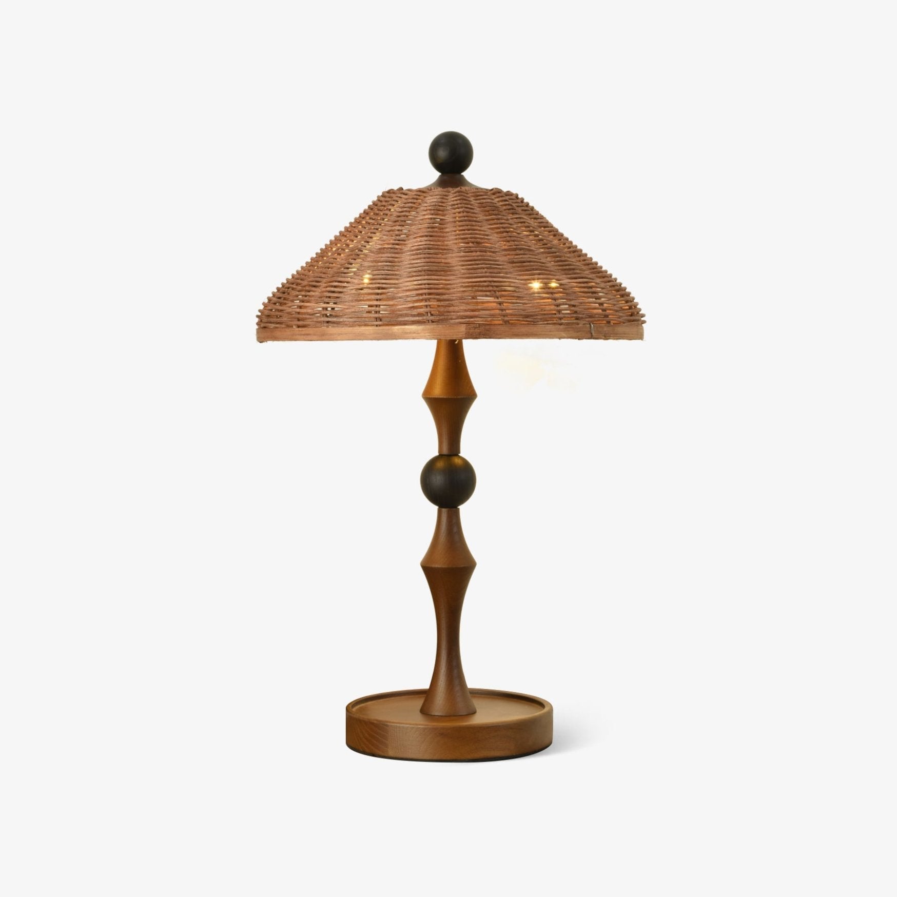 Miran Wood Rattan Vintage Table Lamp-Neutral Decor