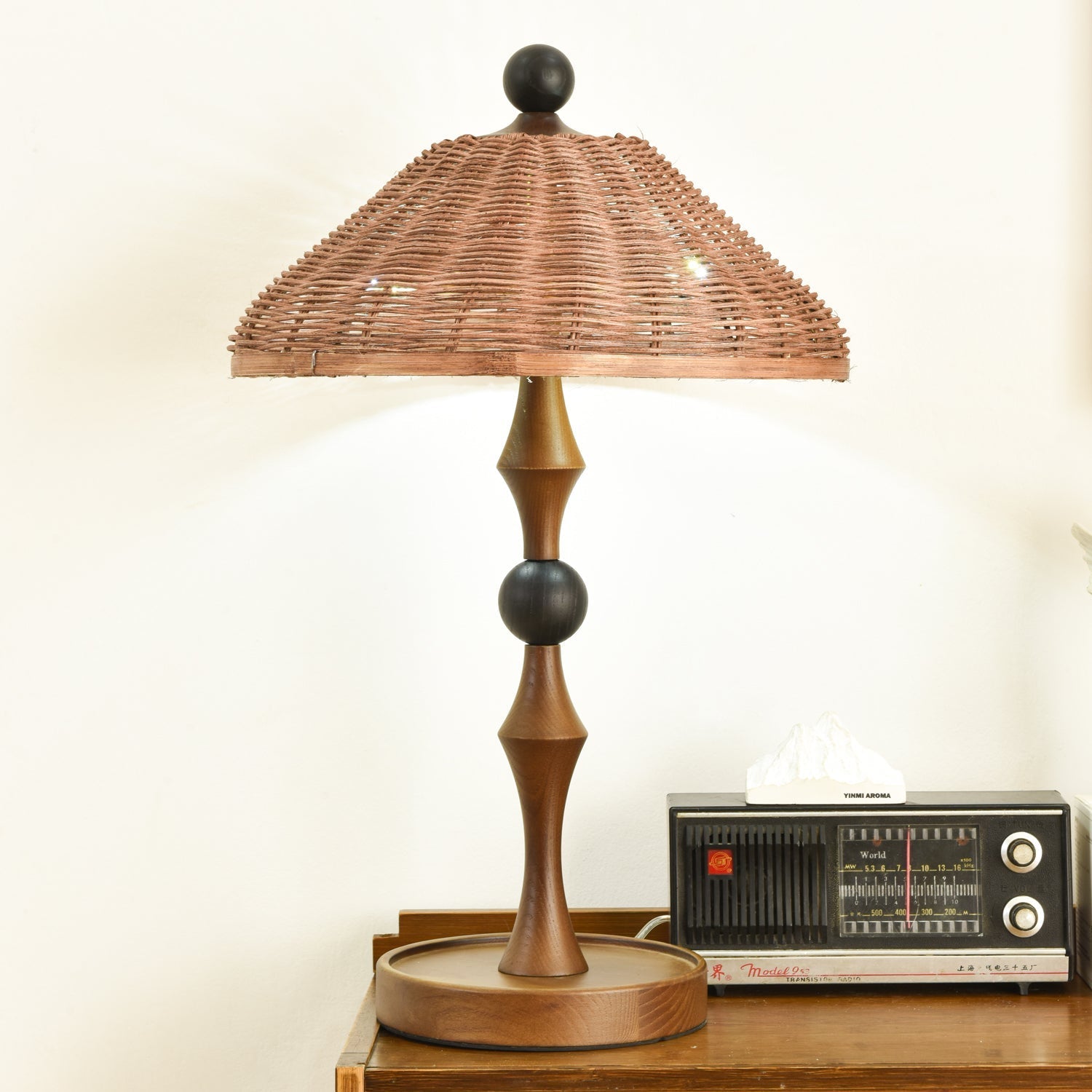 Miran Wood Rattan Vintage Table Lamp-Neutral Decor
