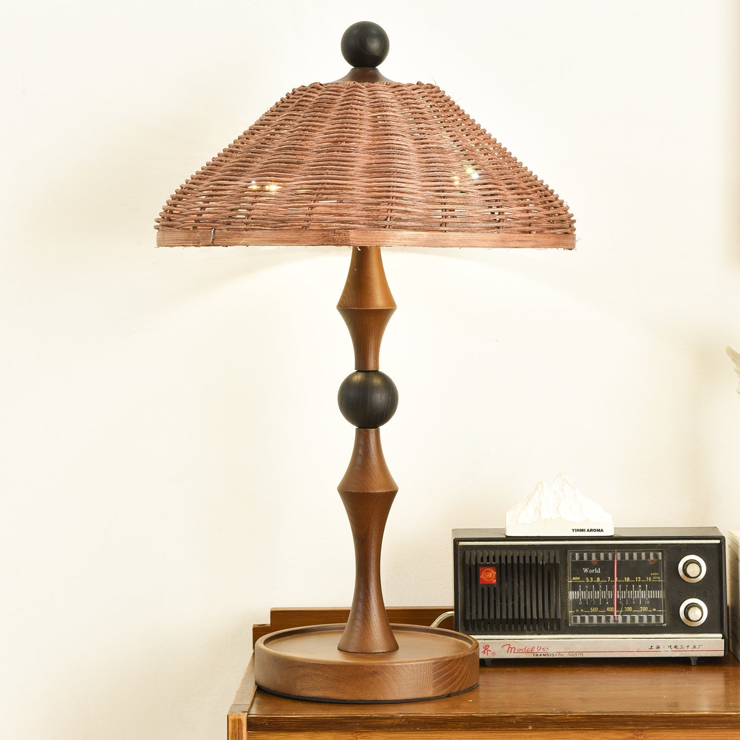 Miran Wood Rattan Vintage Table Lamp-Neutral Decor