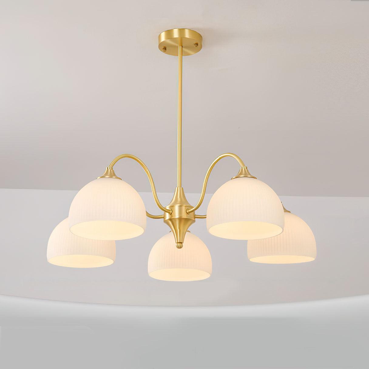 Zaren Chandelier Striped Glass Bowl-Neutral Decor
