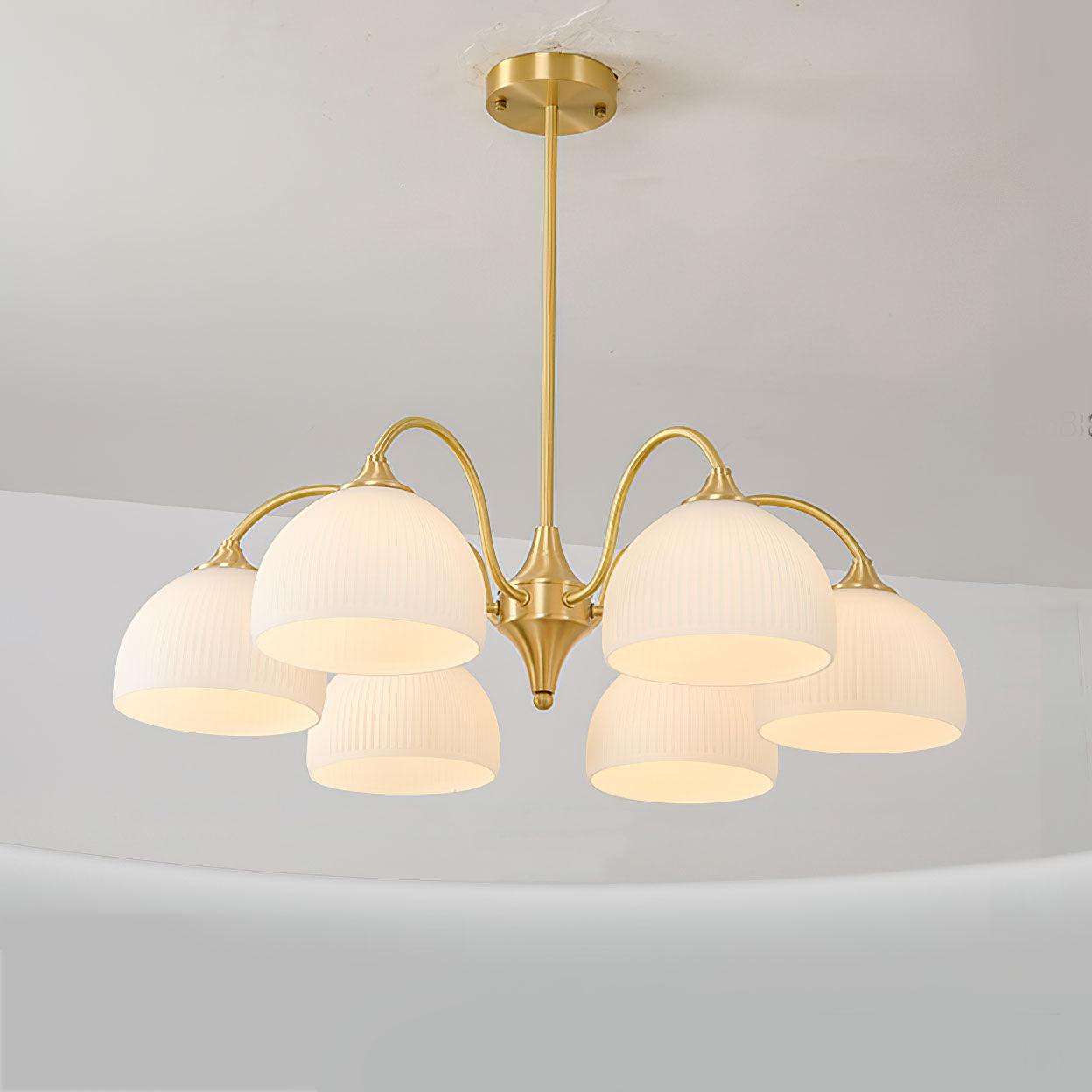 Zaren Chandelier Striped Glass Bowl-Neutral Decor
