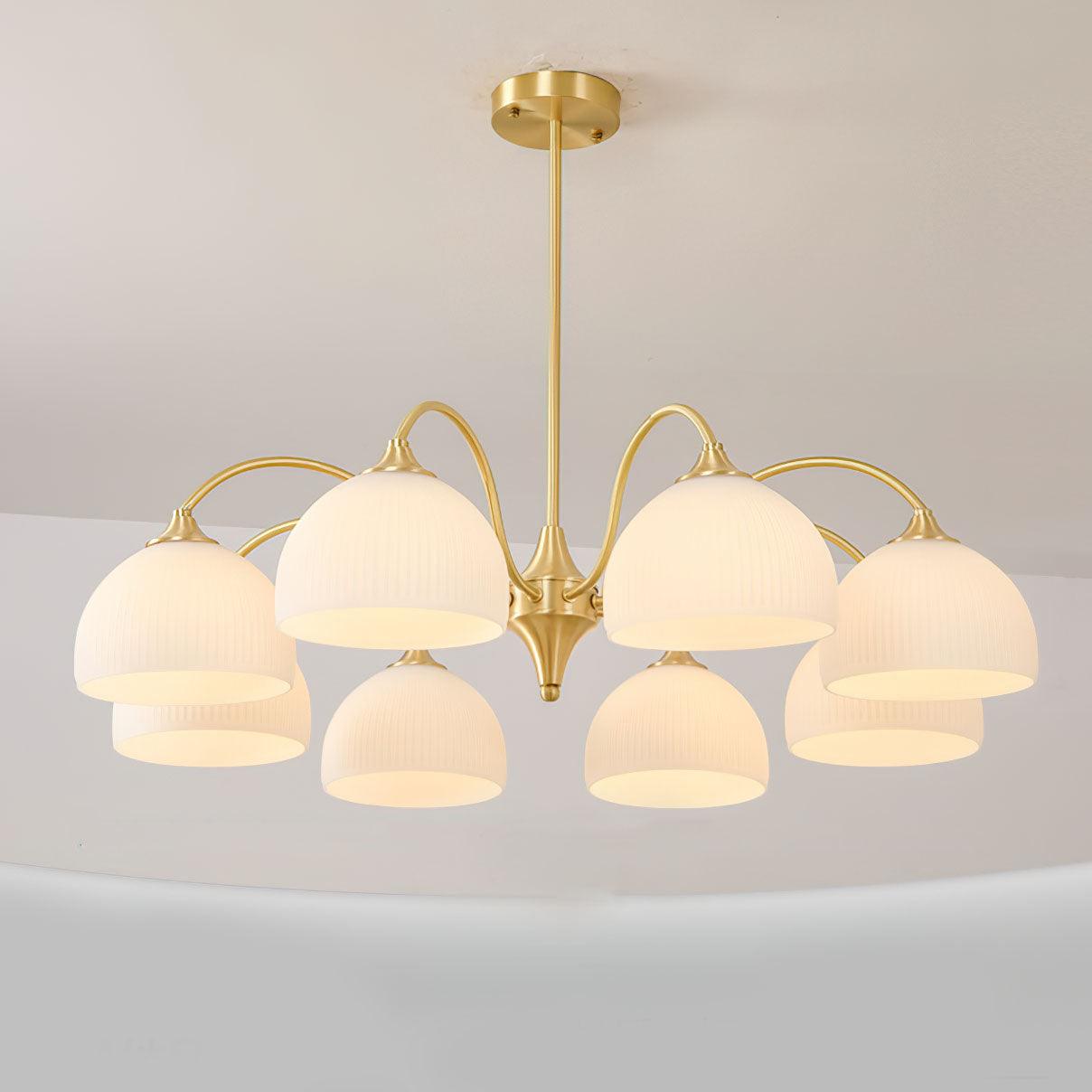 Zaren Chandelier Striped Glass Bowl-Neutral Decor