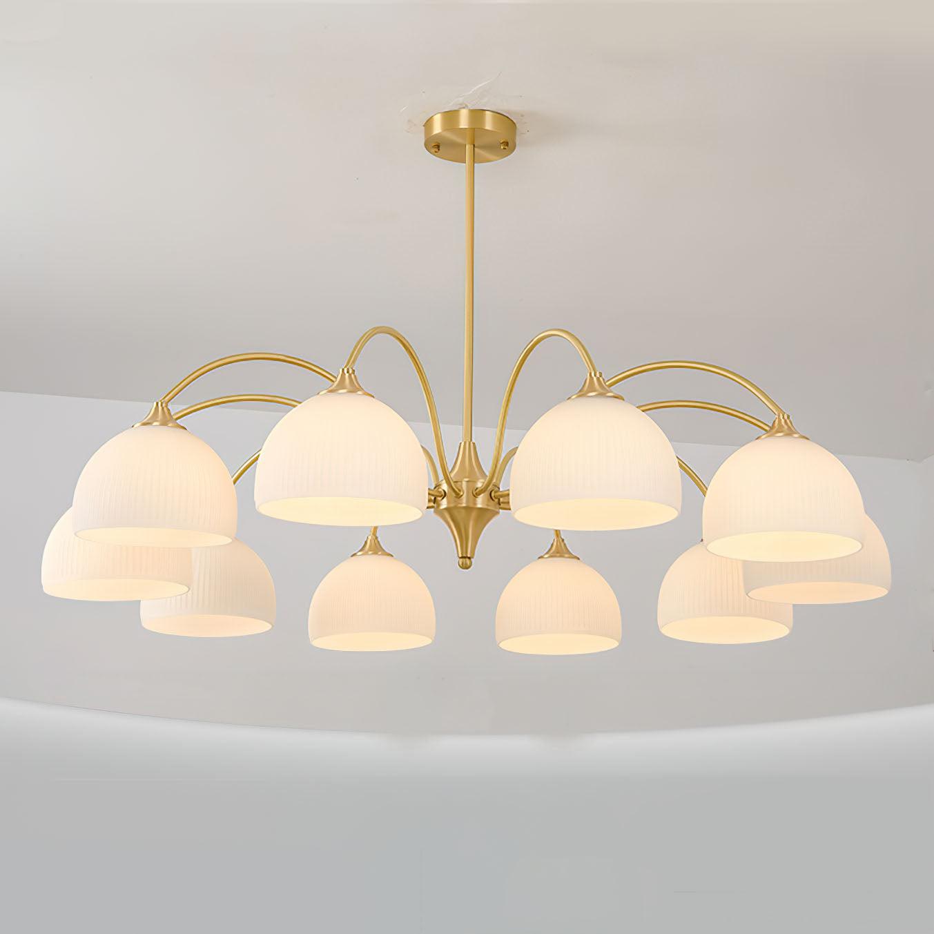 Zaren Chandelier Striped Glass Bowl-Neutral Decor