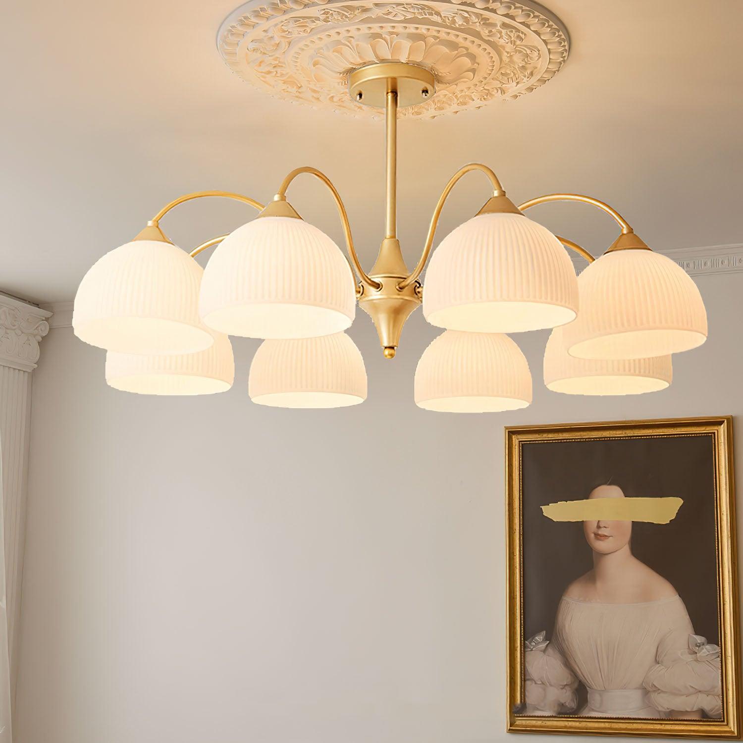 Zaren Chandelier Striped Glass Bowl-Neutral Decor
