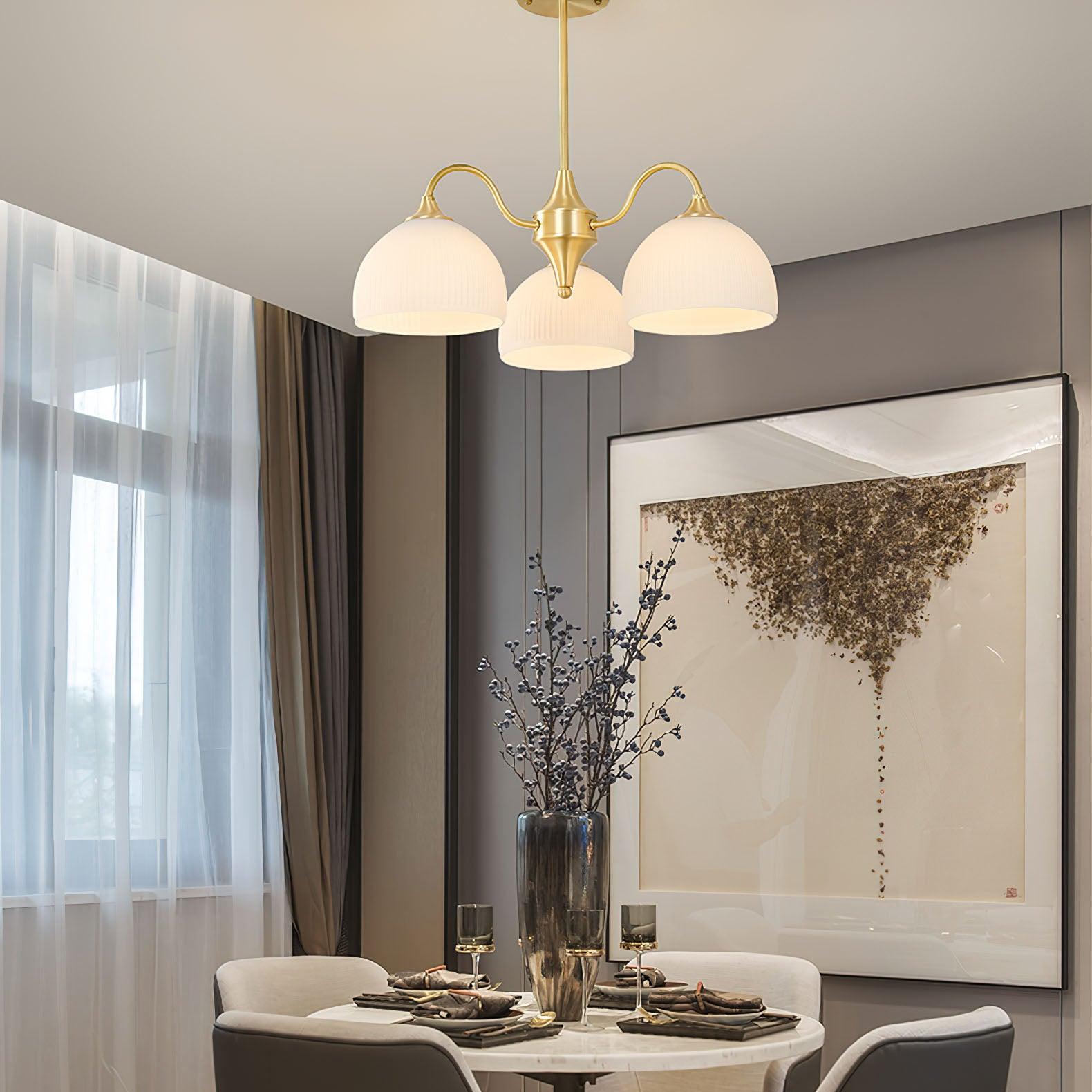 Zaren Chandelier Striped Glass Bowl-Neutral Decor