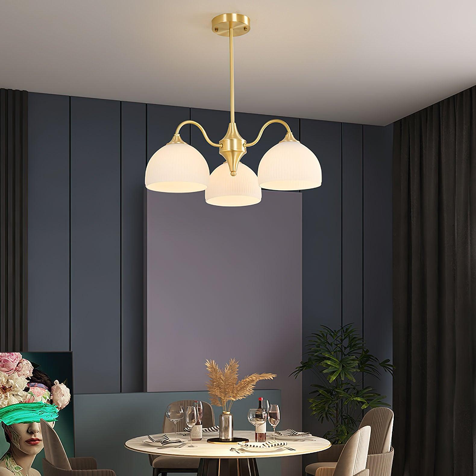 Zaren Chandelier Striped Glass Bowl-Neutral Decor