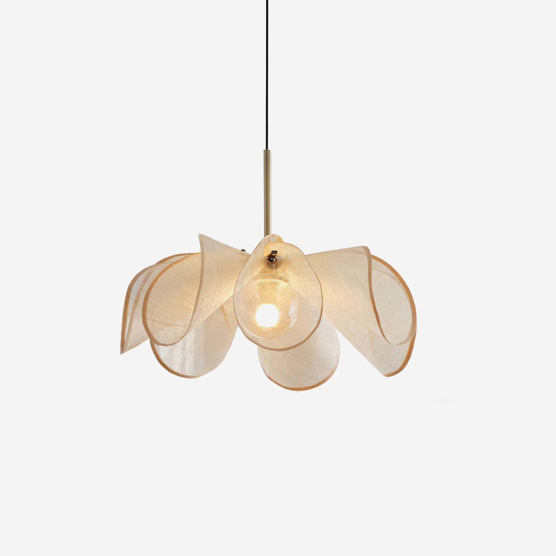 Pendant Lamp Petal Plant Fiber Shade Brown Glass Bohemian
