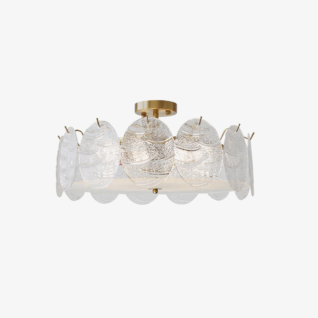 Lirixy Ceiling Lamp with Gold Finish and Ribbed Glass-Neutral Decor