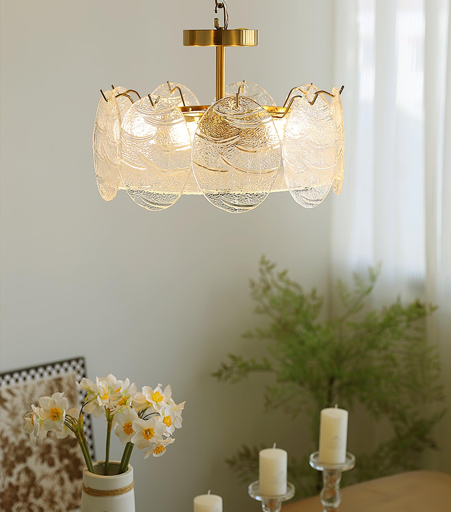Lirixy Ceiling Lamp with Gold Finish and Ribbed Glass-Neutral Decor