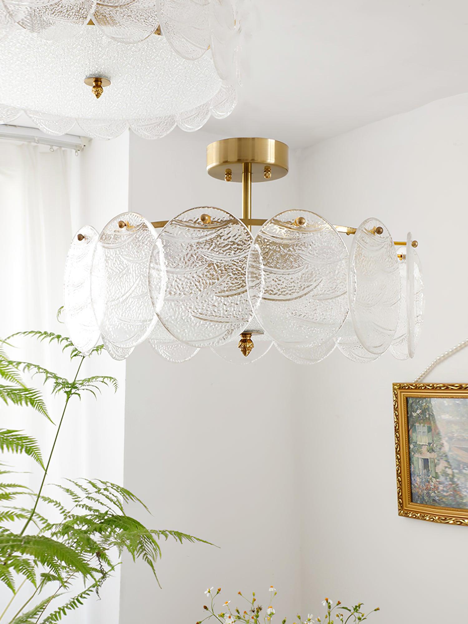 Lirixy Ceiling Lamp with Gold Finish and Ribbed Glass-Neutral Decor