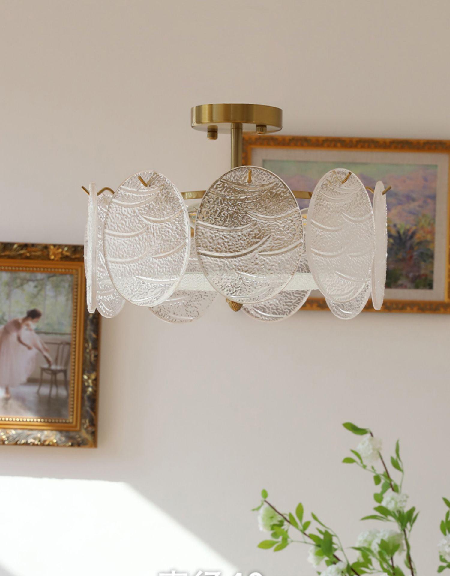 Lirixy Ceiling Lamp with Gold Finish and Ribbed Glass-Neutral Decor