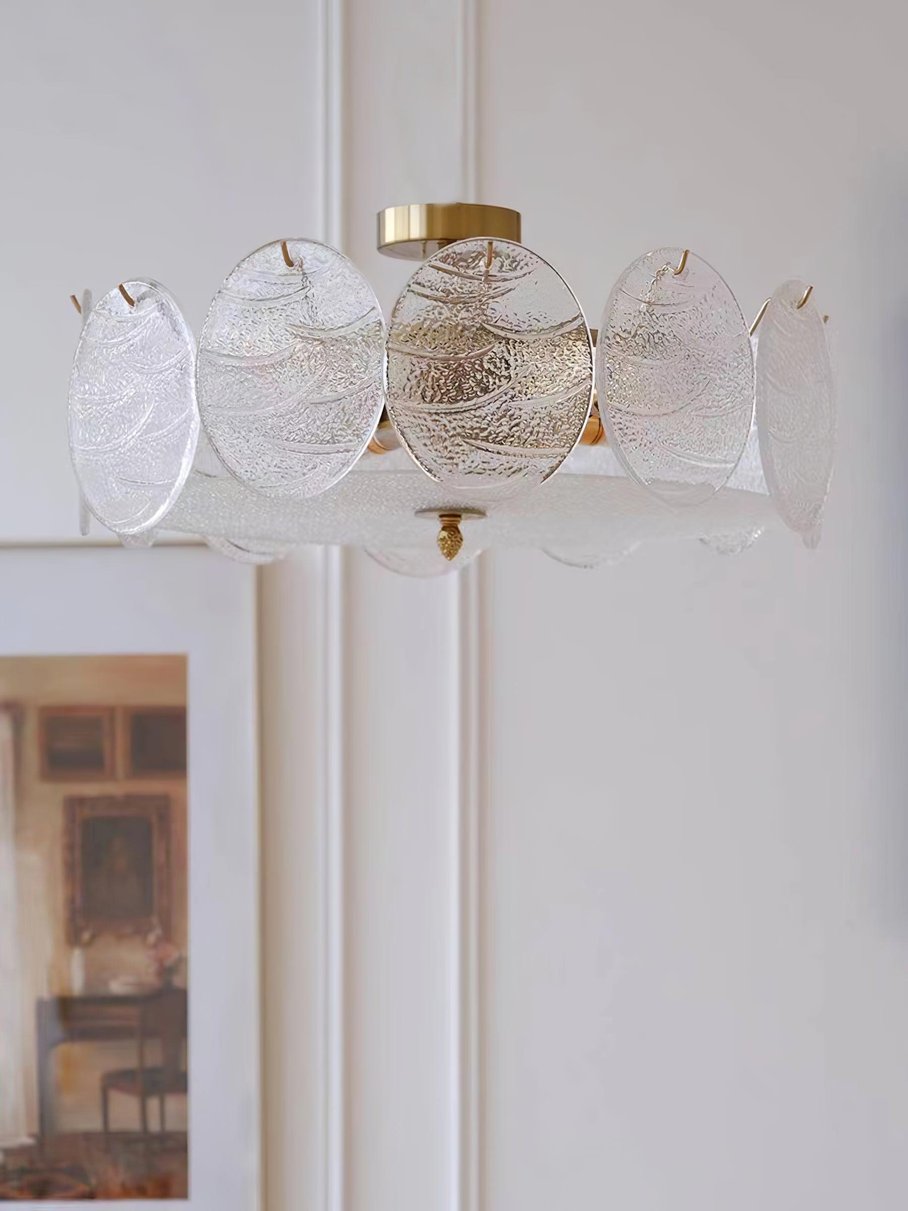 Lirixy Ceiling Lamp with Gold Finish and Ribbed Glass-Neutral Decor