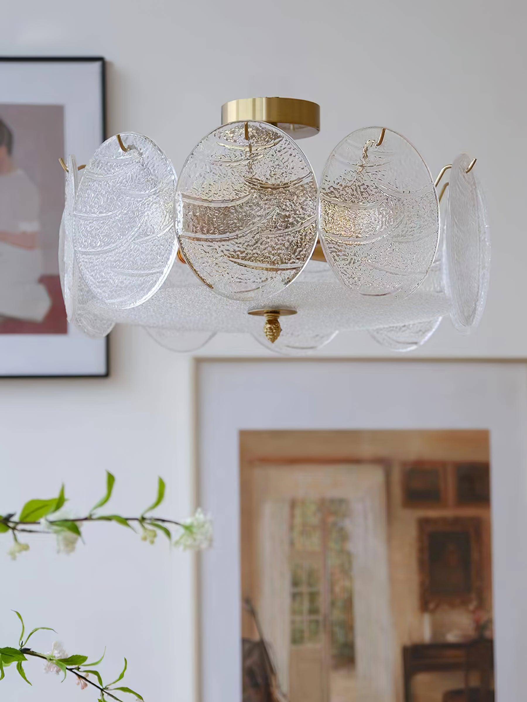 Lirixy Ceiling Lamp with Gold Finish and Ribbed Glass-Neutral Decor