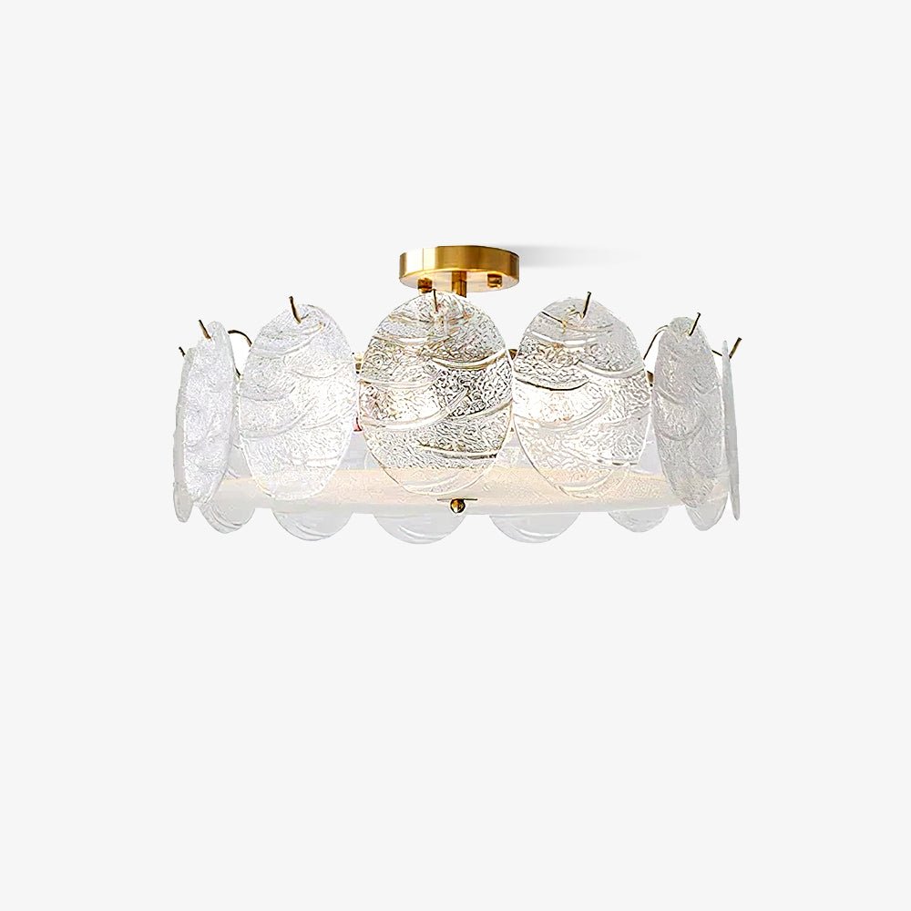 Lirixy Ceiling Lamp with Gold Finish and Ribbed Glass-Neutral Decor