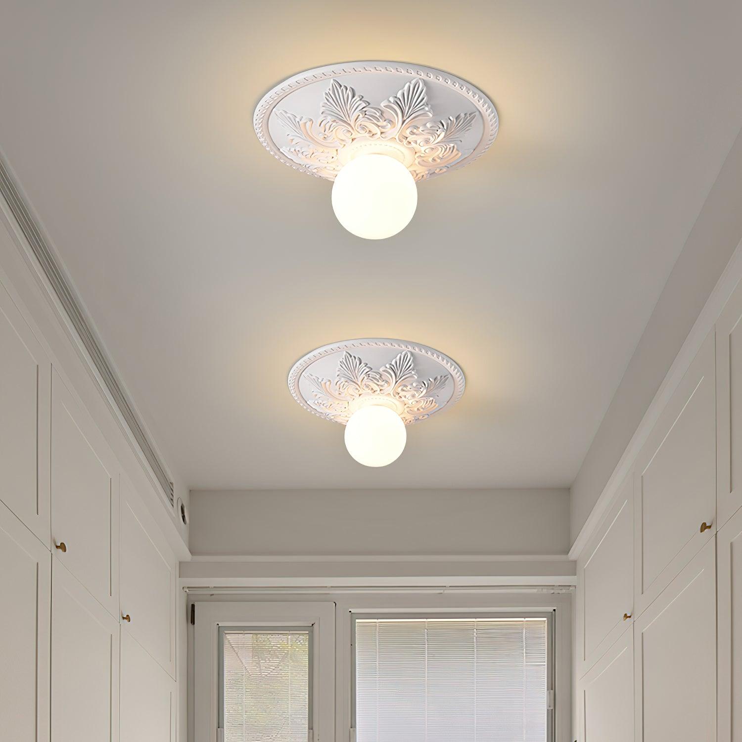 Ceiling Light Resin Canopy Glass Globe Classic Ornate