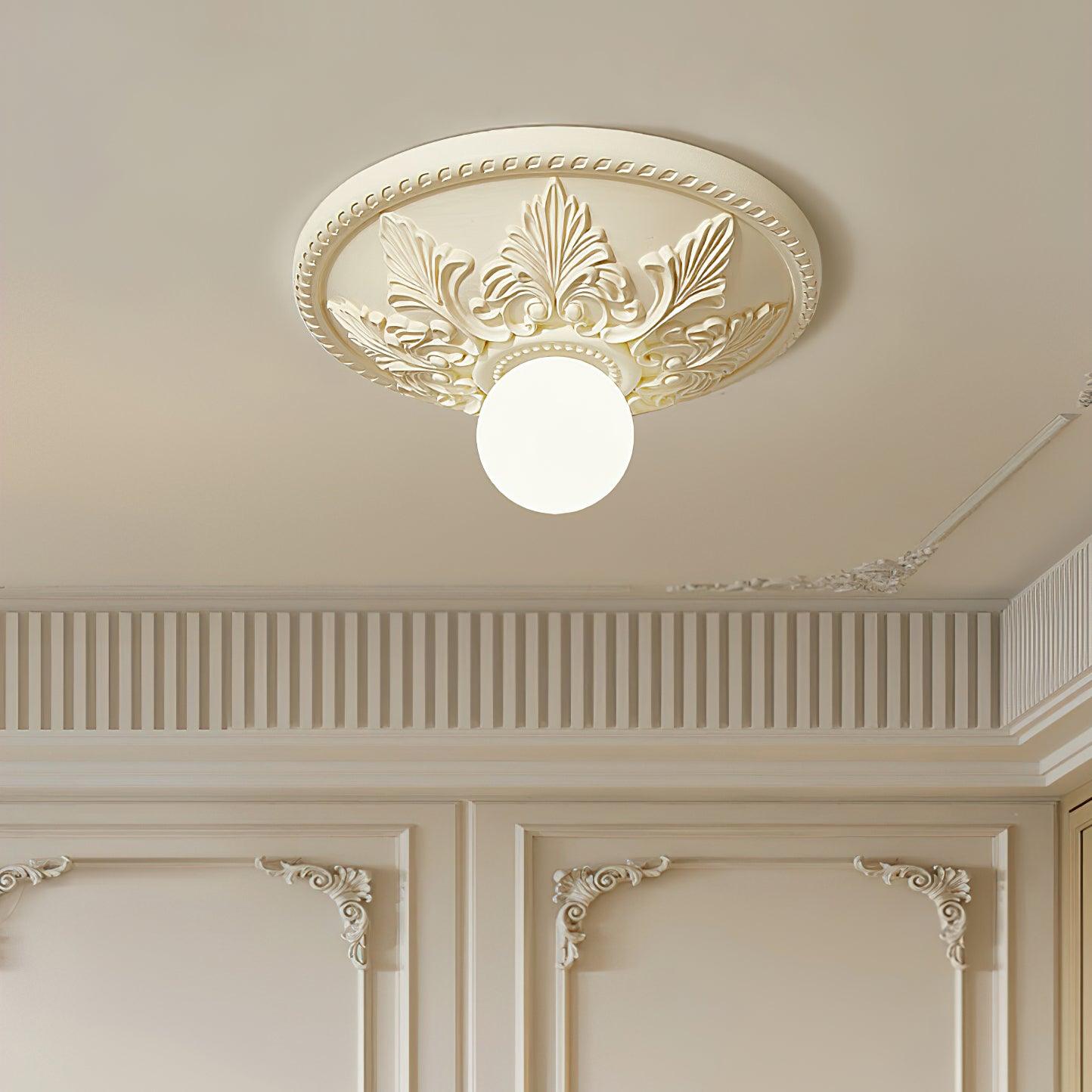 Ceiling Light Resin Canopy Glass Globe Classic Ornate