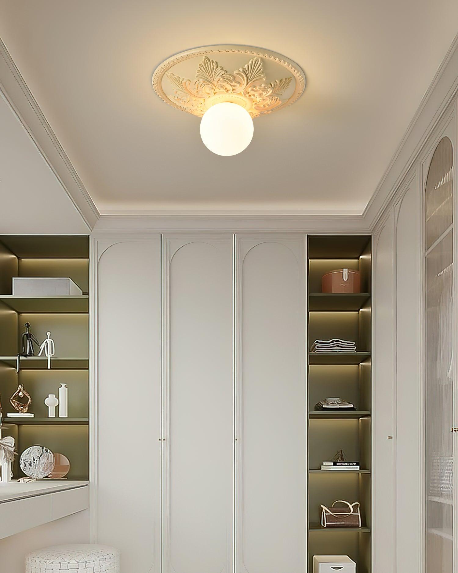 Ceiling Light Resin Canopy Glass Globe Classic Ornate