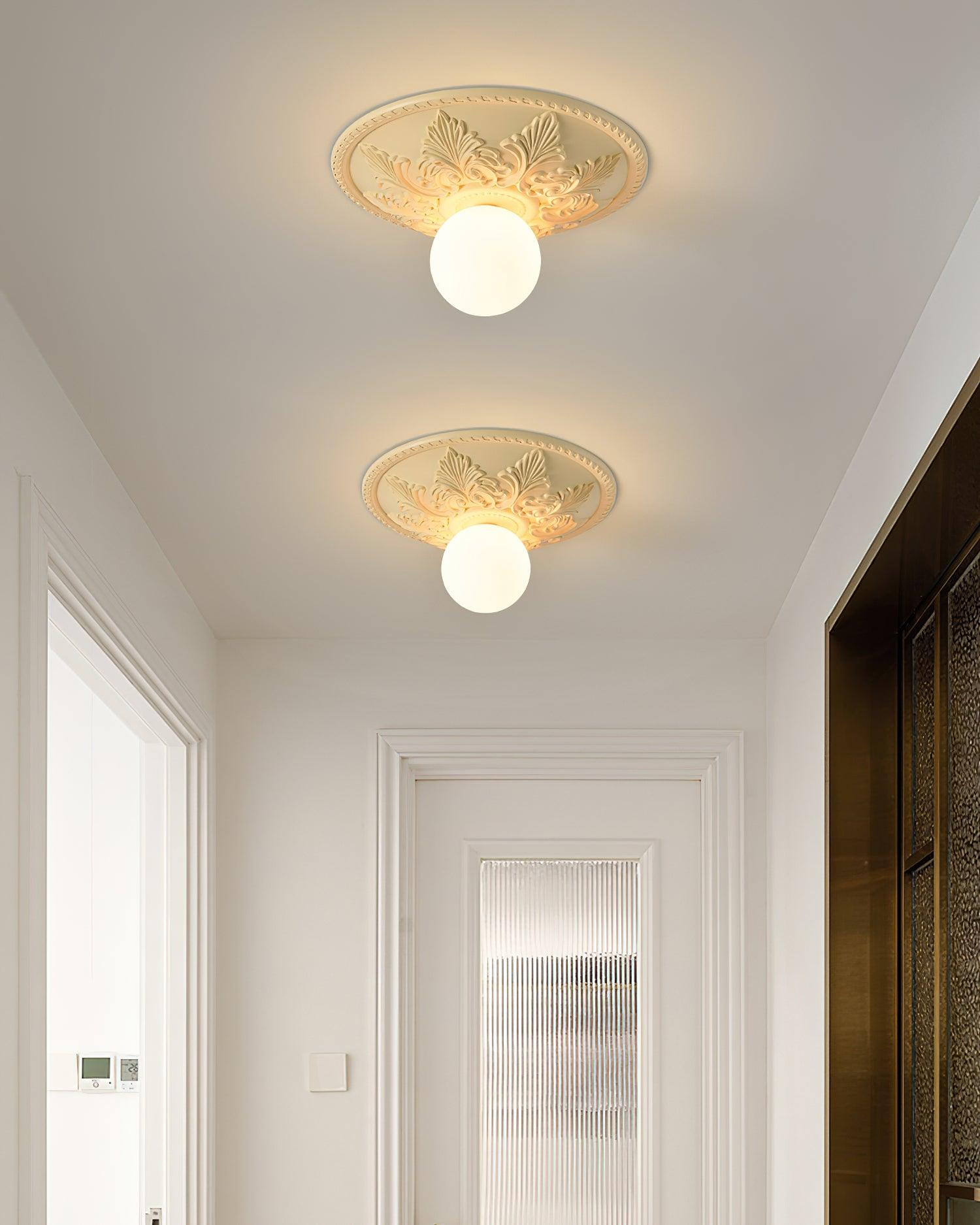 Ceiling Light Resin Canopy Glass Globe Classic Ornate