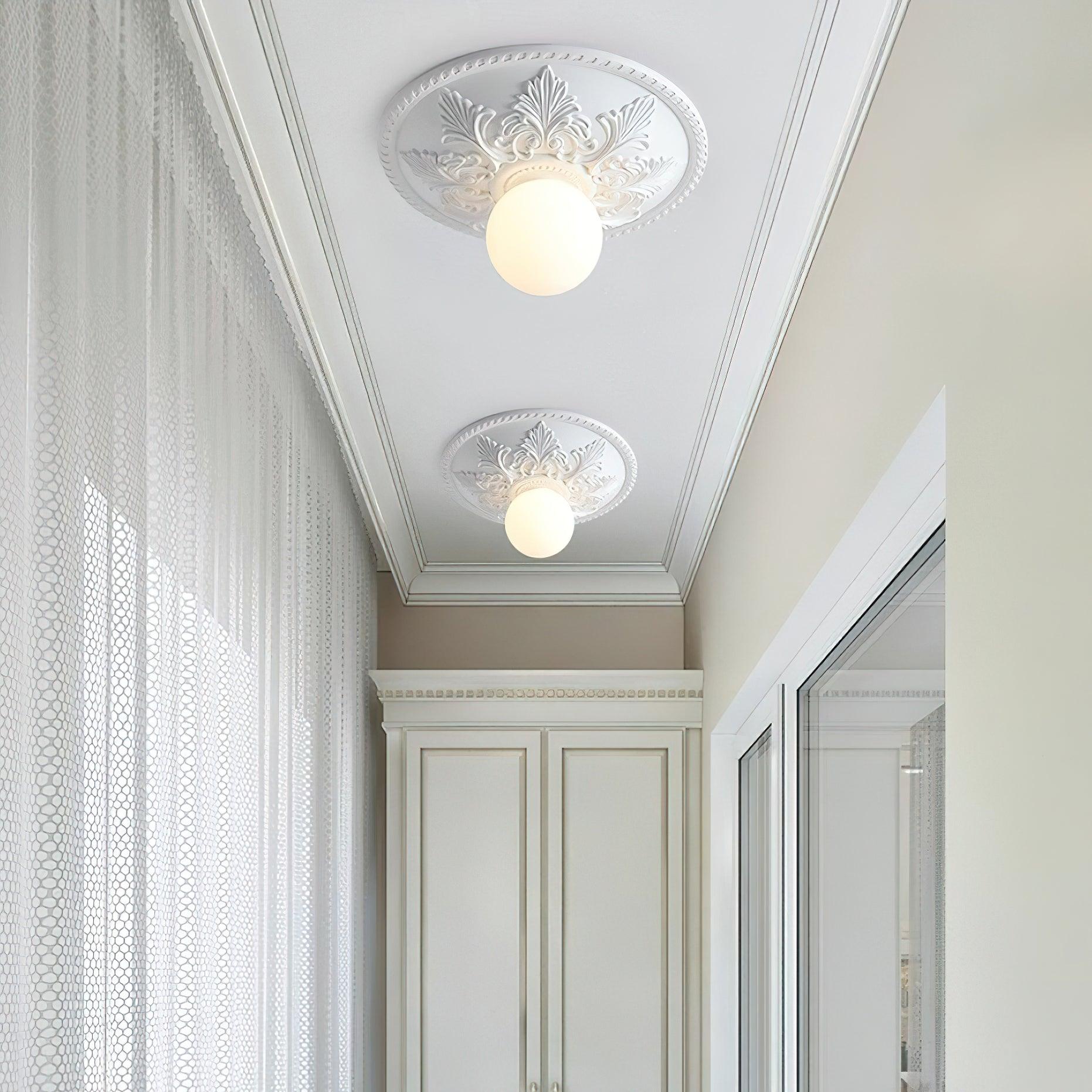 Ceiling Light Resin Canopy Glass Globe Classic Ornate