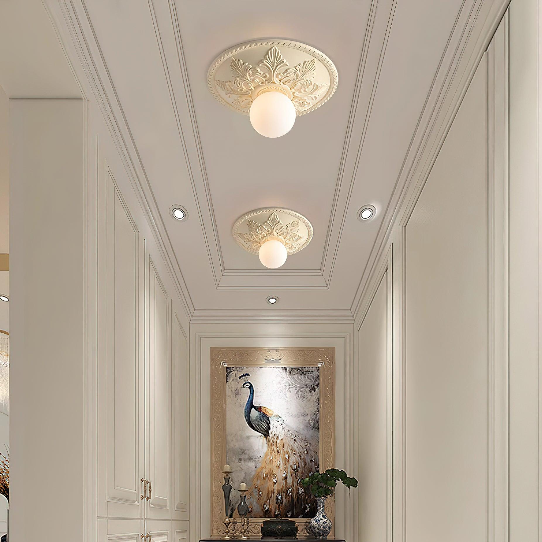 Ceiling Light Resin Canopy Glass Globe Classic Ornate