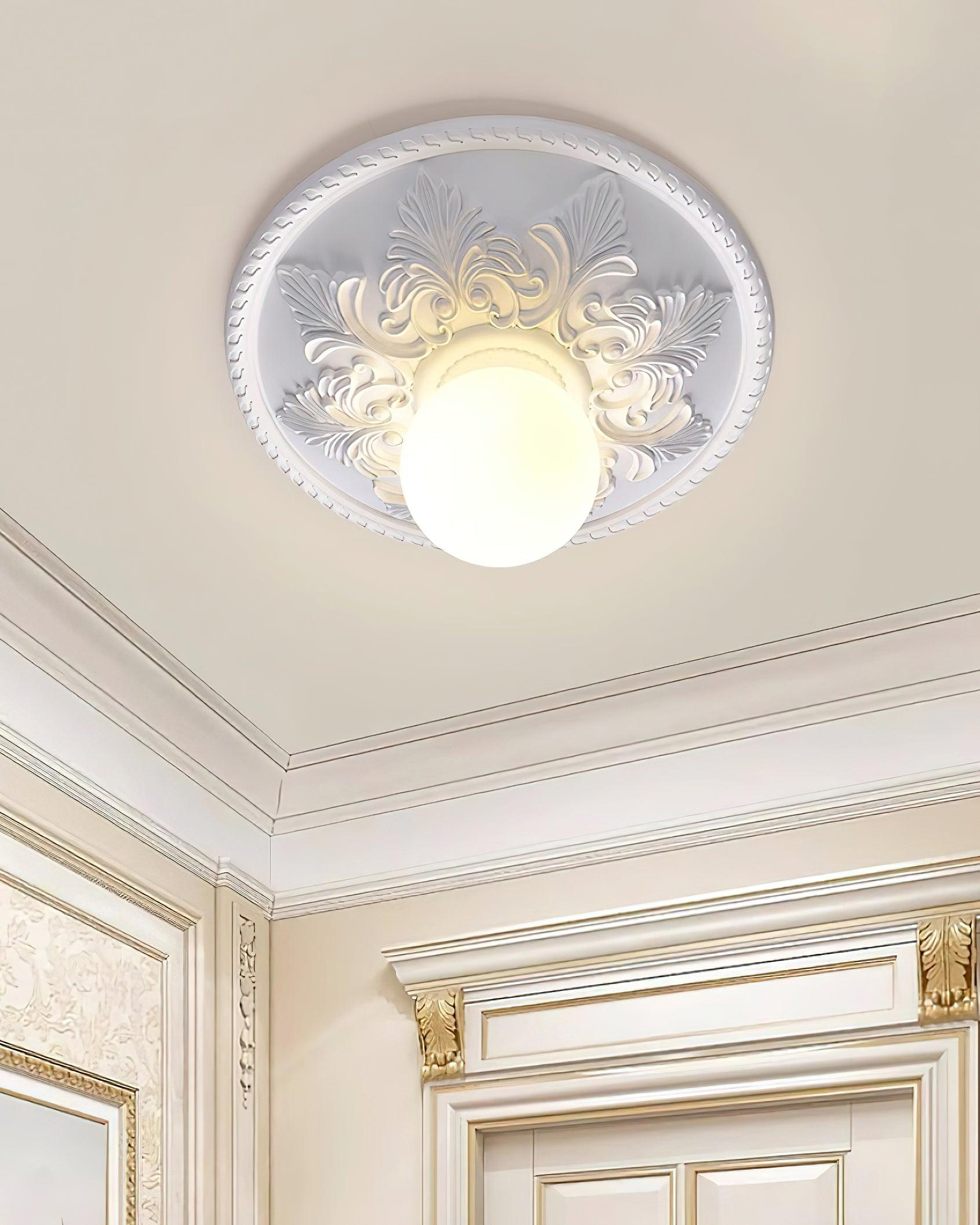 Ceiling Light Resin Canopy Glass Globe Classic Ornate