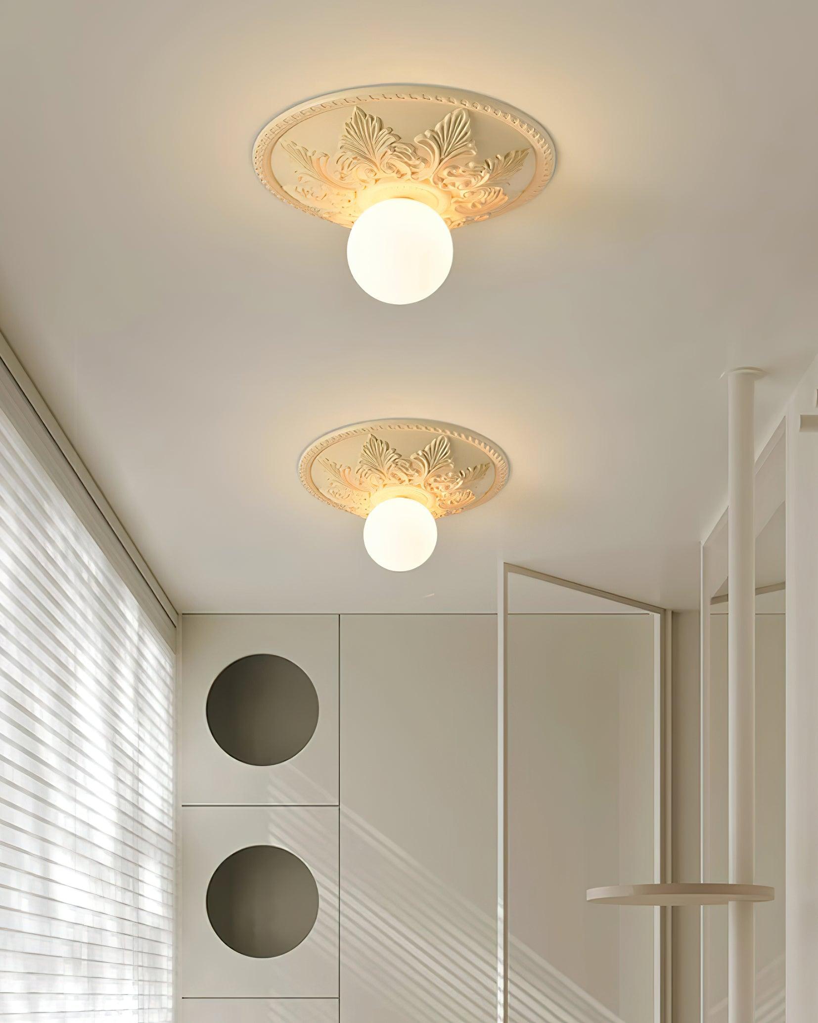Ceiling Light Resin Canopy Glass Globe Classic Ornate