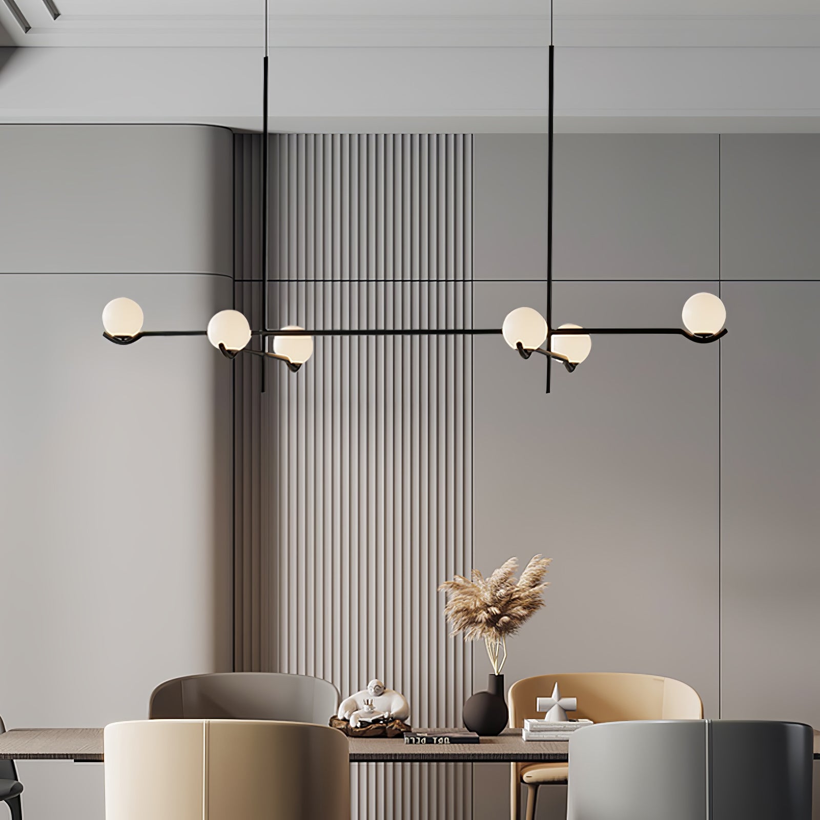Elvian Chandelier White Globe Brass Minimalist-Neutral Decor