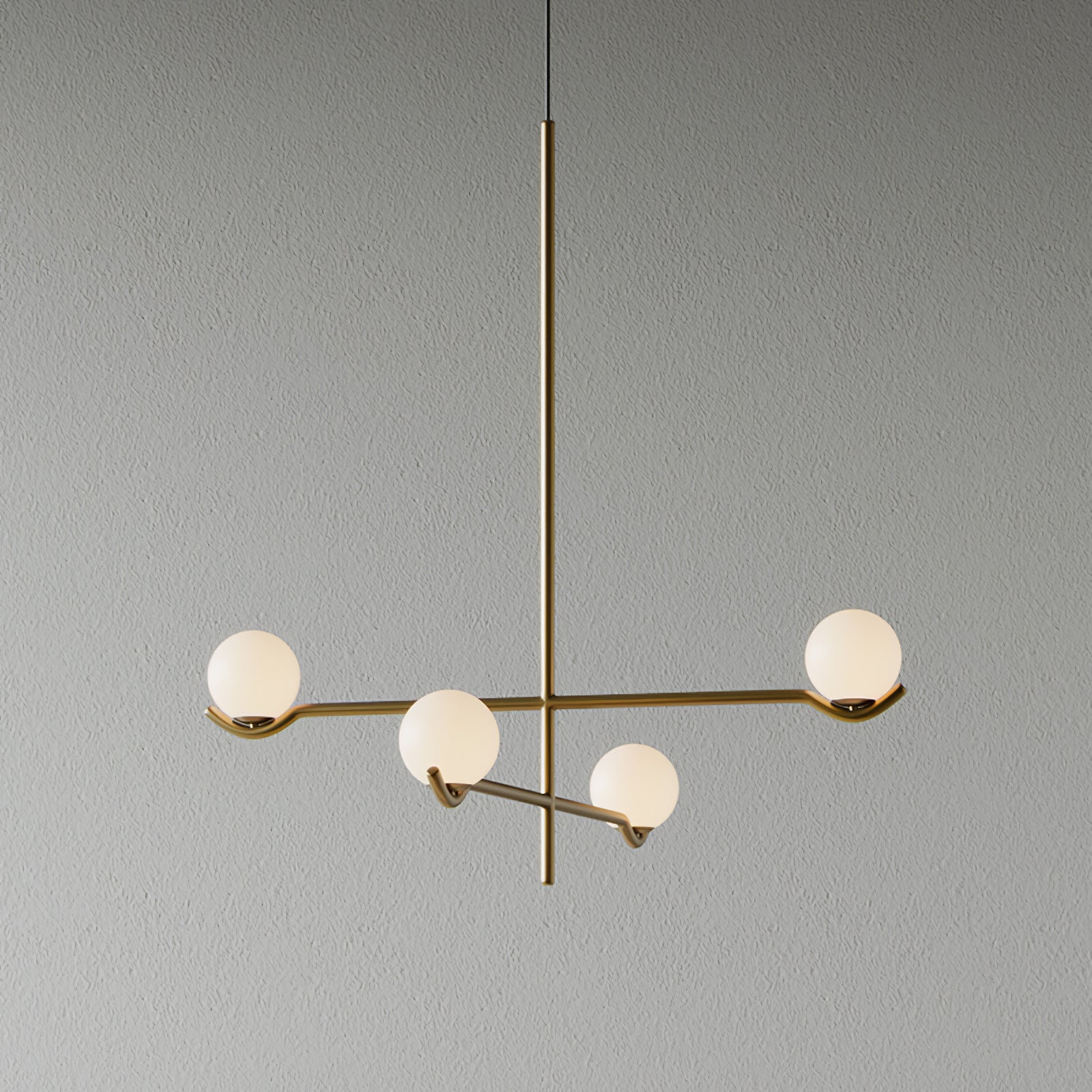 Elvian Chandelier White Globe Brass Minimalist-Neutral Decor