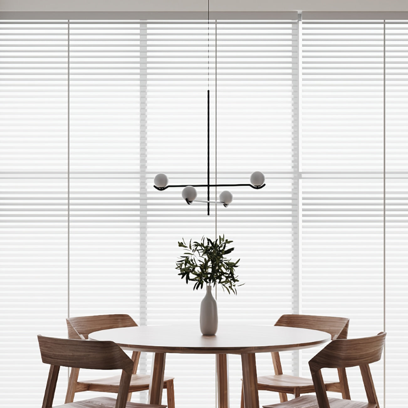 Elvian Chandelier White Globe Brass Minimalist-Neutral Decor