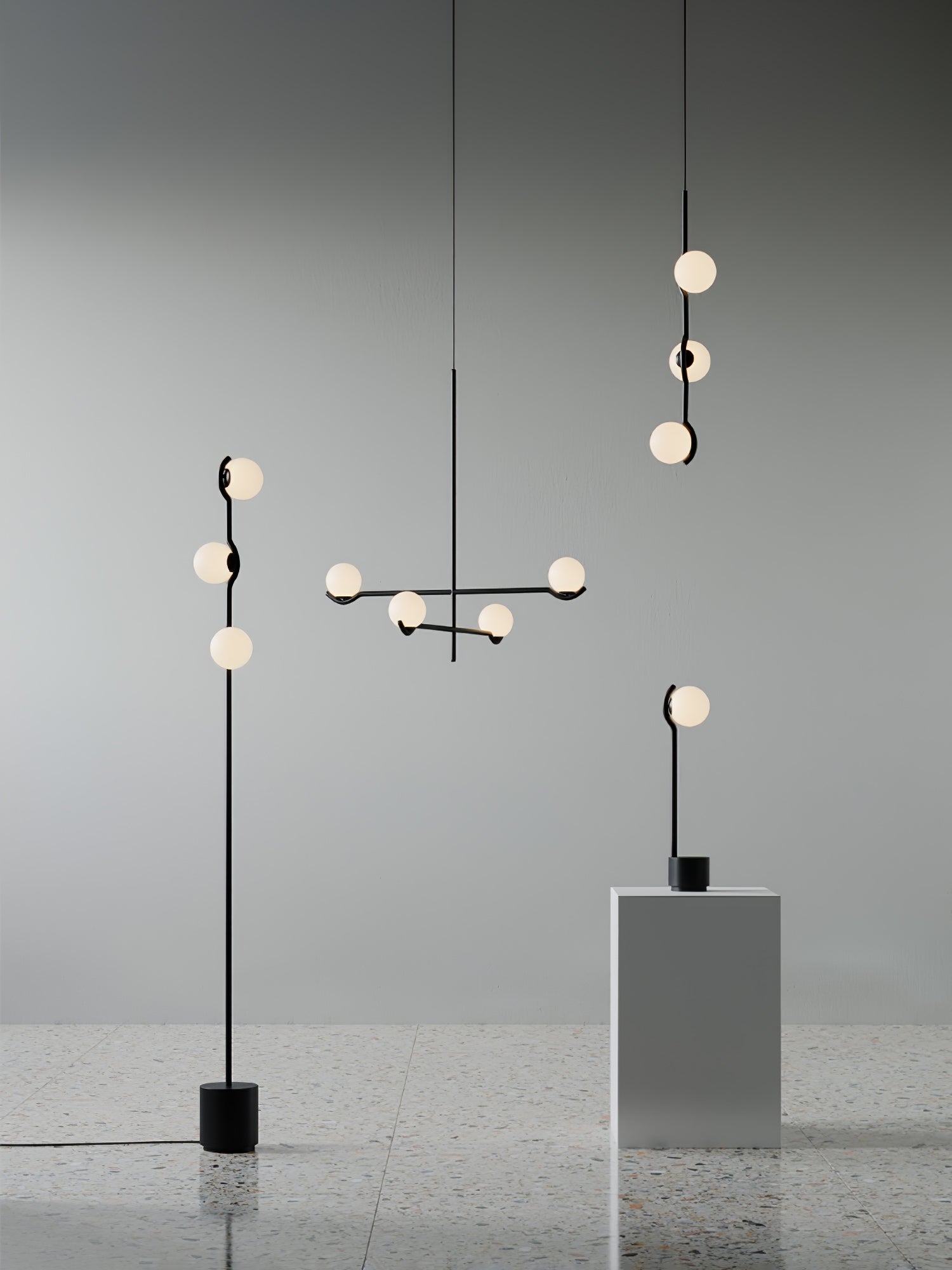 Elvian Chandelier White Globe Brass Minimalist-Neutral Decor