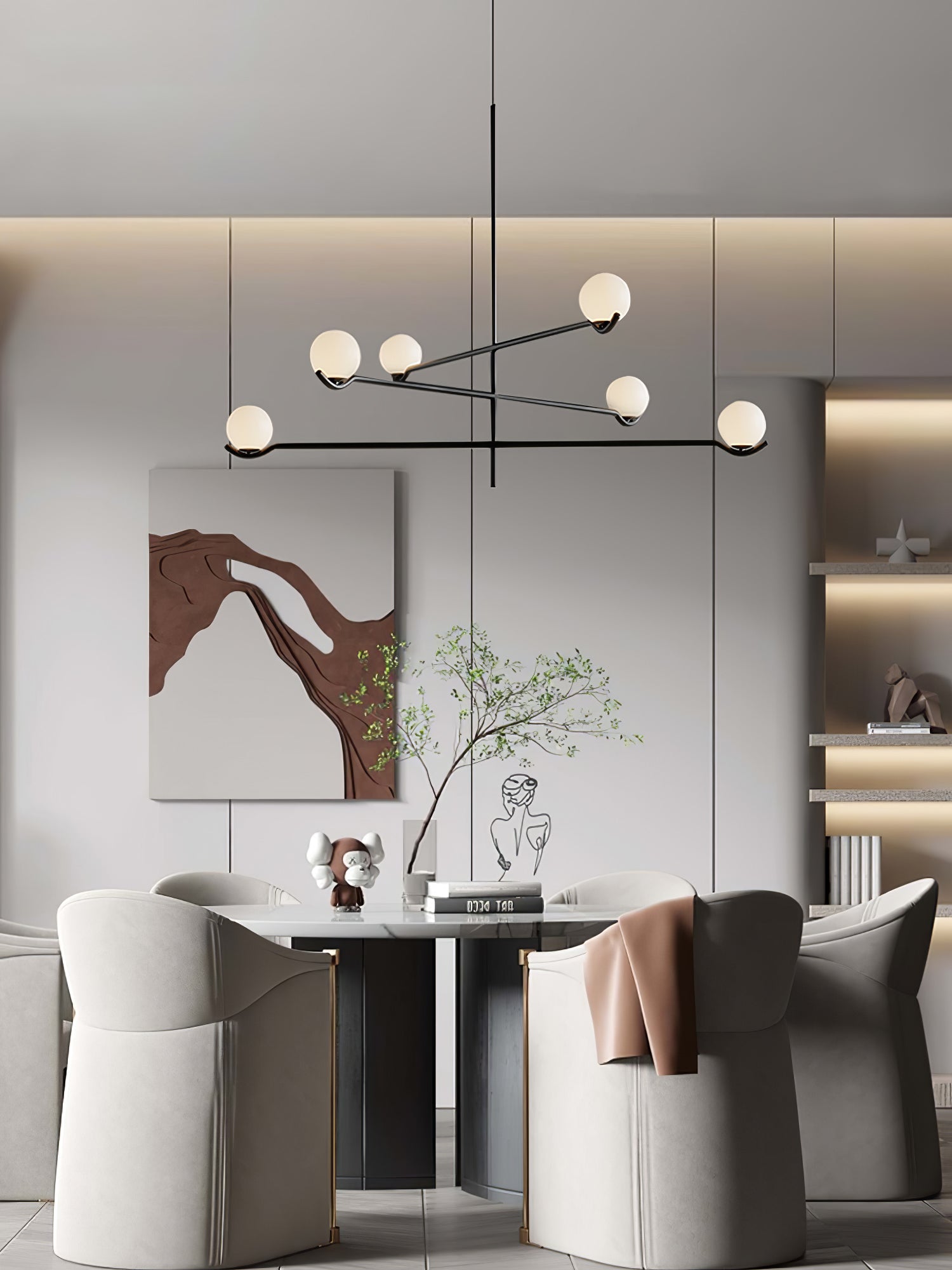 Fayno White Globe Chandelier
