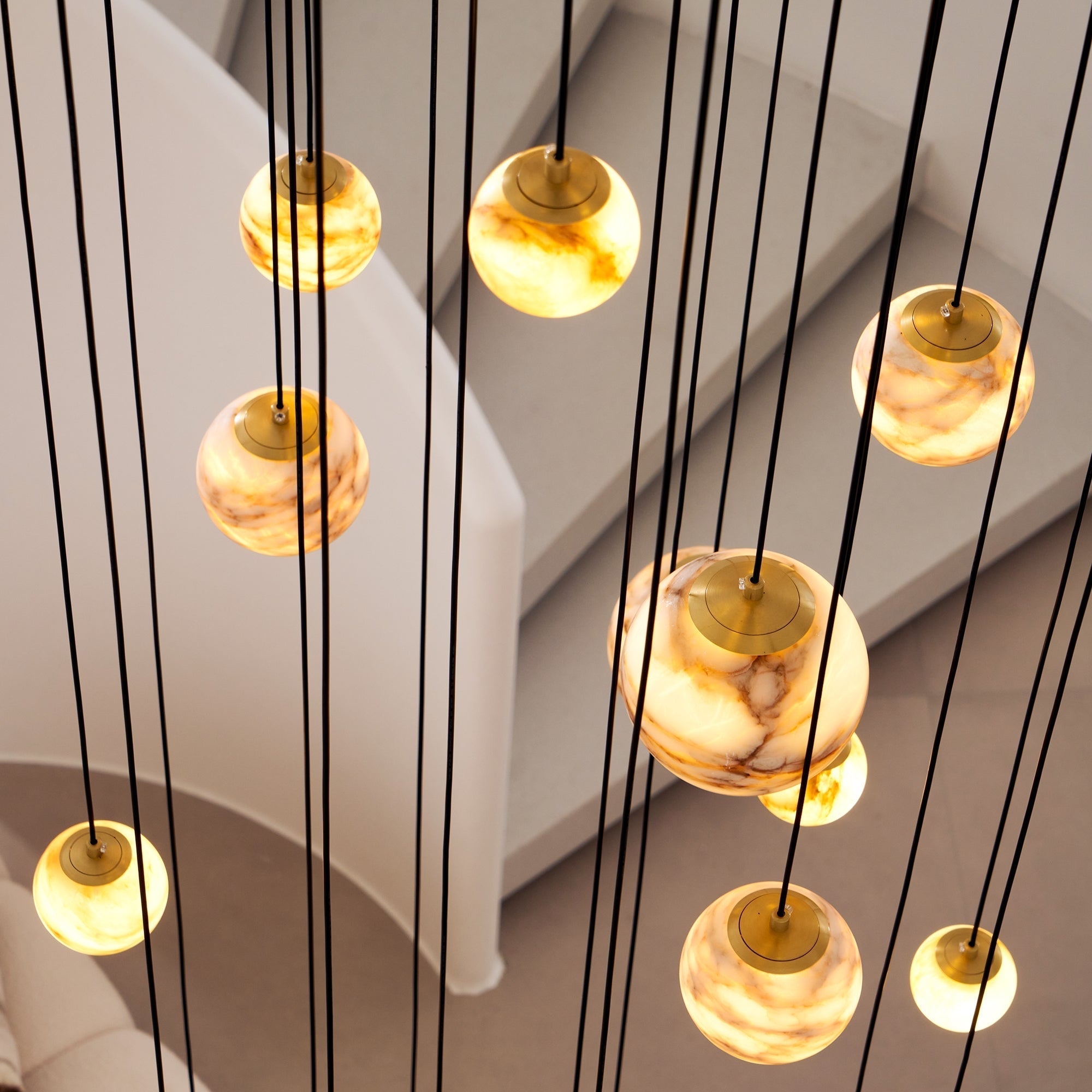 Sultana Chandelier Alabaster Cluster Orb Cascade