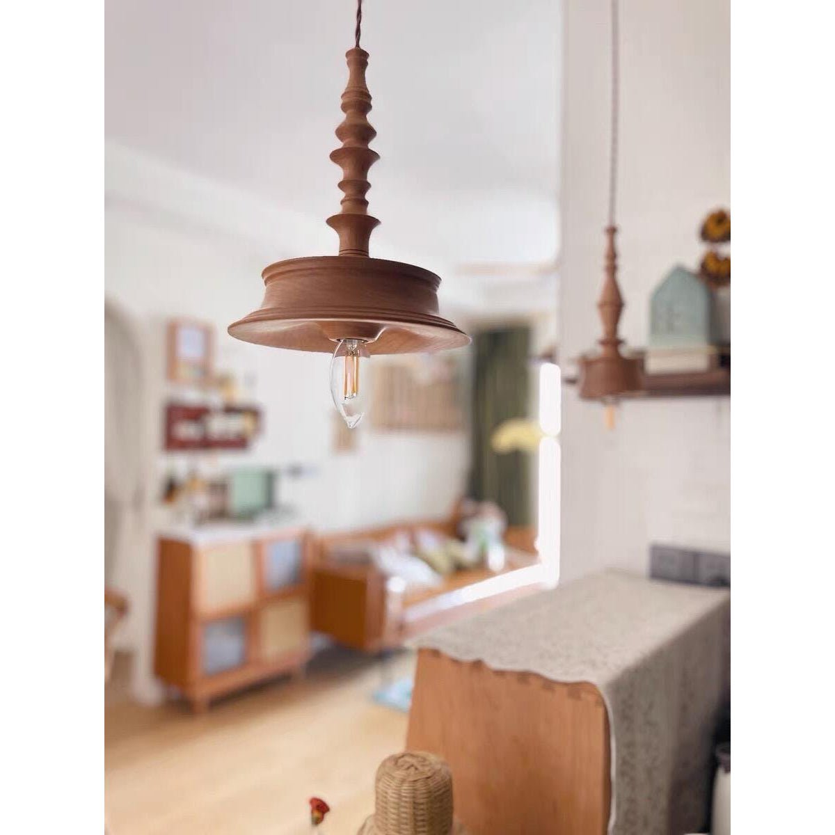 Tessira Wood Industrial Pendant Lamp-Neutral Decor
