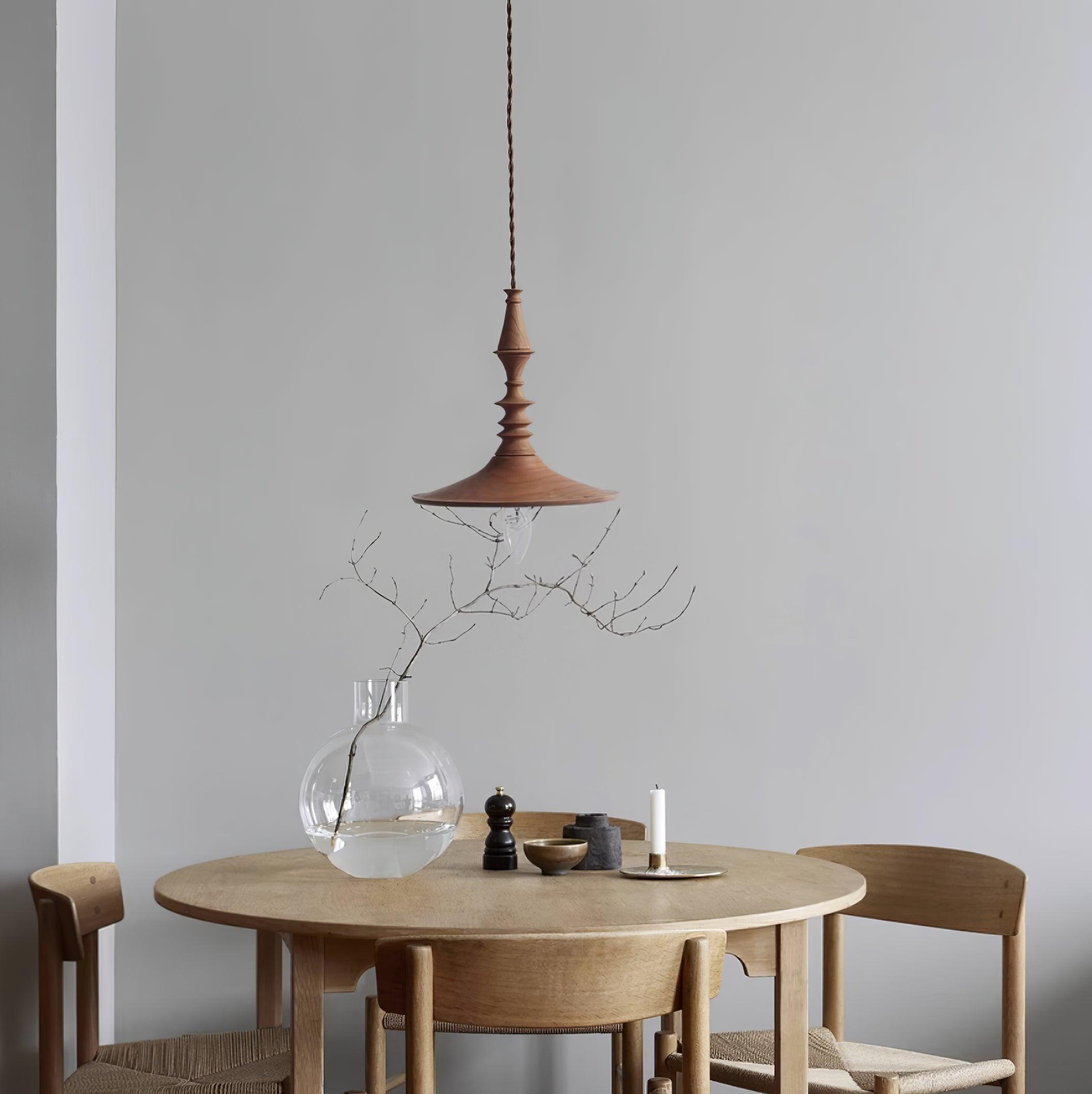 Pendant Lamp Wood Walnut Shade Modern Minimalist Cozy Warm